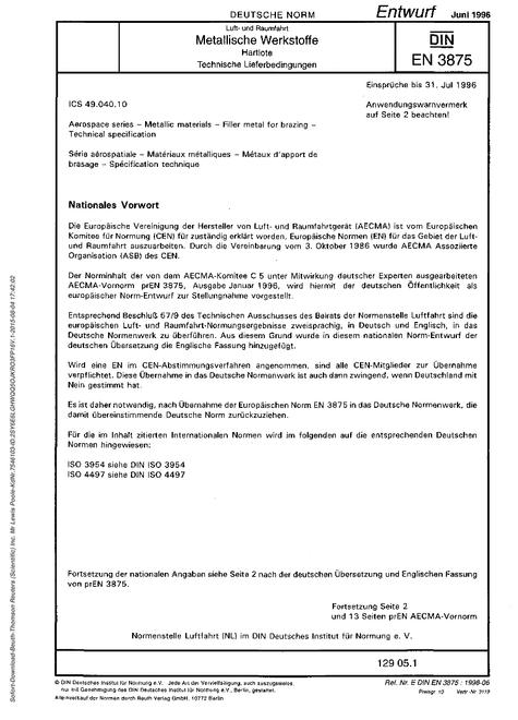 DIN EN 3875 - DRAFT