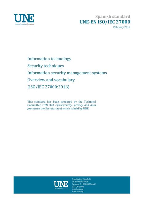 AENOR UNE-EN ISO/IEC 27000