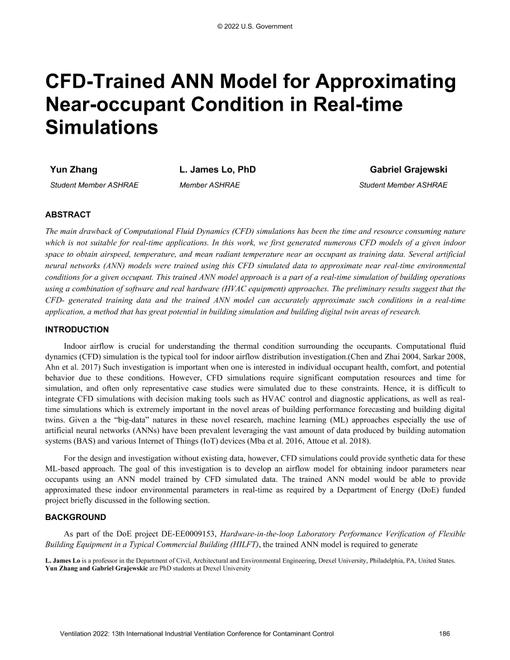 027 -- CFD-Trained ANN Model for Approximating Near-occupant Condition for Real-time Simulation