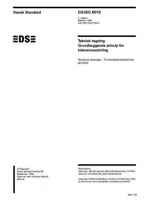 DANSK DS/ISO 8015
