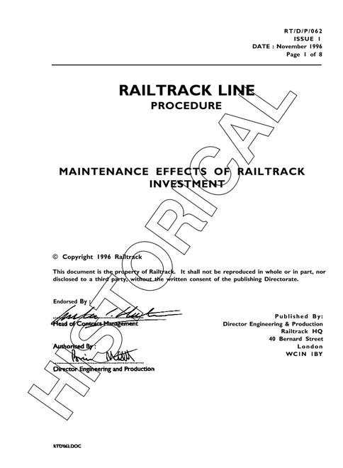 NR RT/D/P/062 ISSUE 1