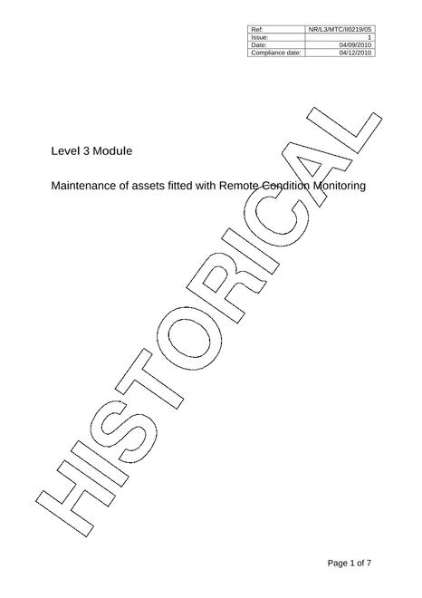NR NR/L3/MTC/II0219/05 ISSUE 1