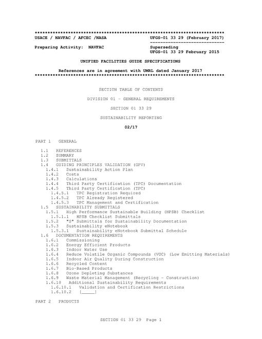 NAVY UFGS-01 33 29