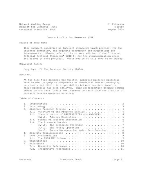 IETF RFC 3859
