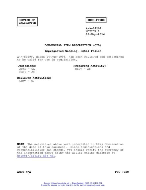 CID A-A-59299 Notice 1 - Validation 1