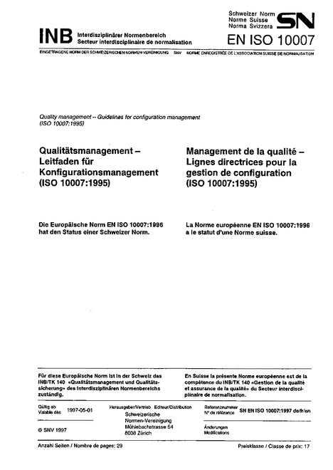 SNV SN EN ISO 10007