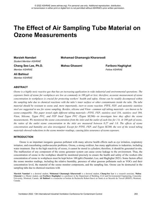 042 -- The Effect of Air Sampling Tube Material on Ozone Measurements