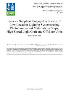 DNV DNV APPROVAL OF SERVICE SUPPLIERS NO. 410