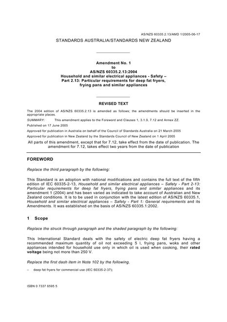 AS/NZS 60335.2.13:2004 AMDT 1