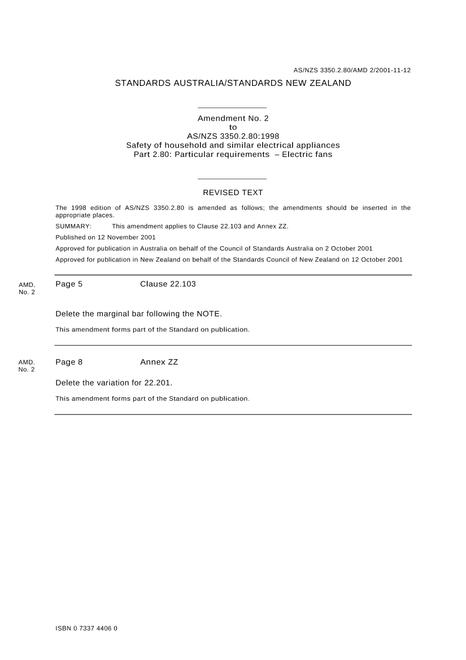 AS/NZS 3350.2.80:1998 AMDT 2