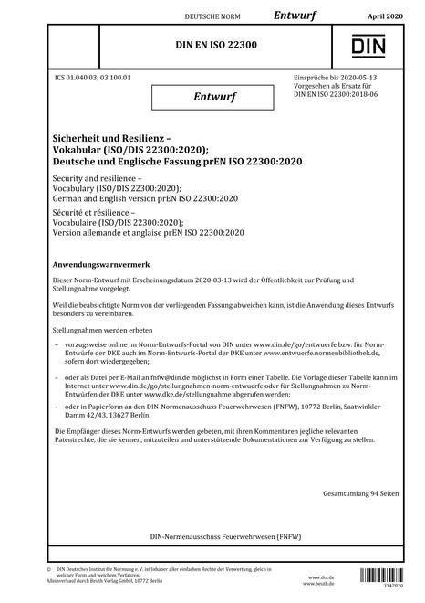 DIN EN ISO 22300 - DRAFT
