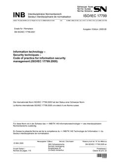 SNV SN ISO/IEC 17799