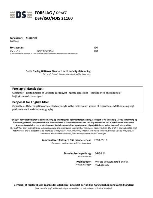 DANSK DSF/ISO/FDIS 21160