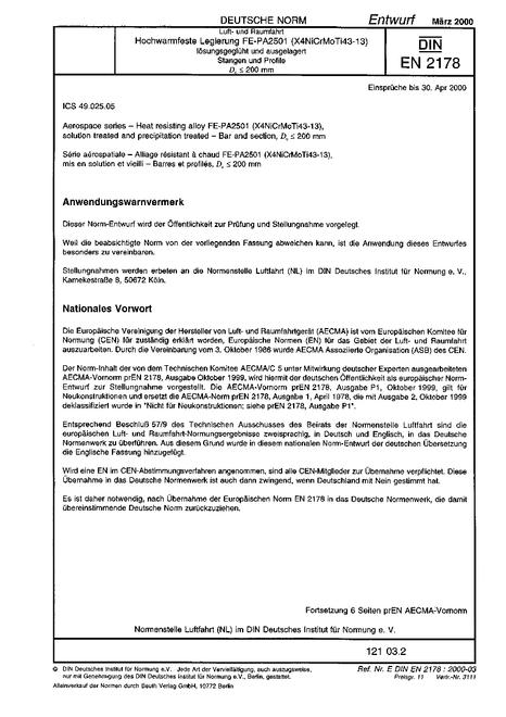 DIN EN 2178 - DRAFT