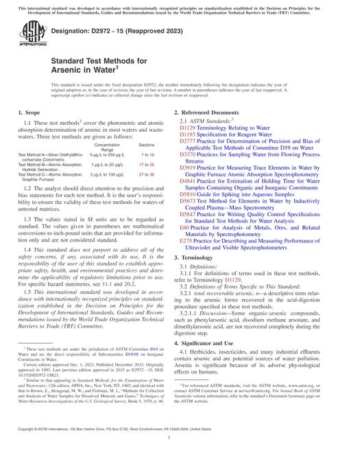 ASTM D2972-15(2023)