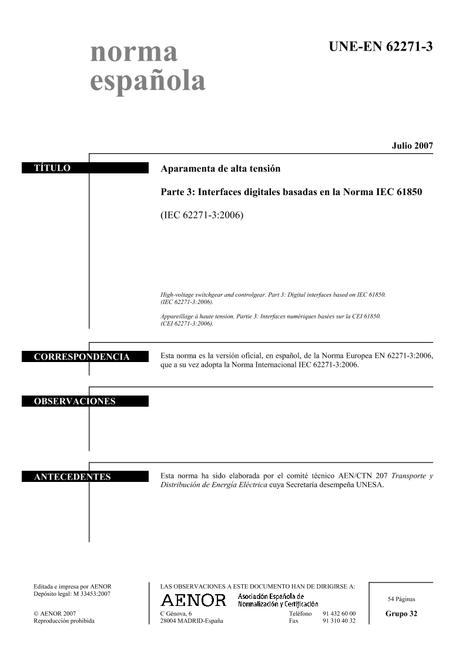 AENOR UNE-EN 62271-3