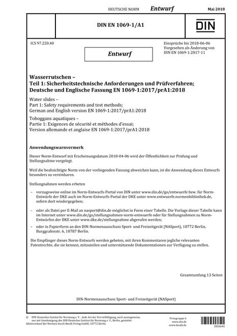 DIN EN 1069-1/A1 - DRAFT