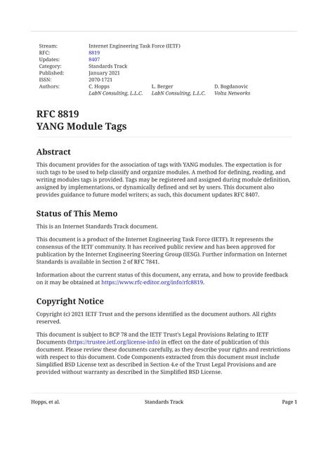 IETF RFC 8819