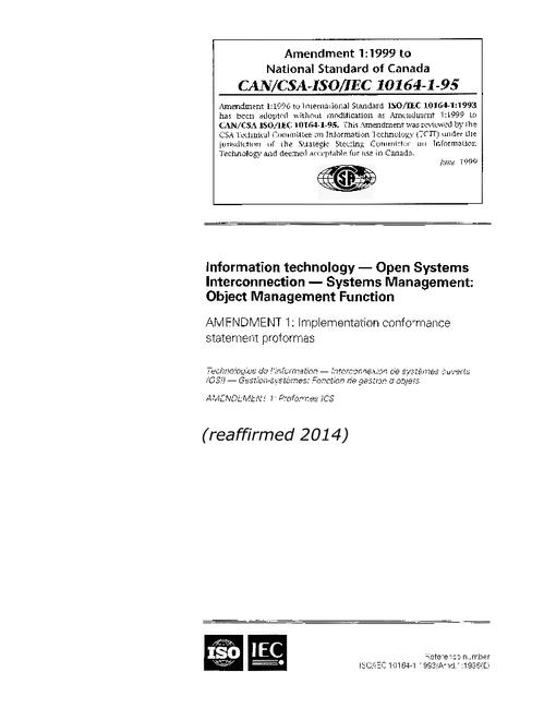 CAN/CSA-ISO/IEC 10164-1A-95 (R2014)