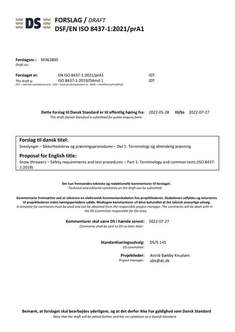 DANSK DSF/EN ISO 8437-1/PRA1