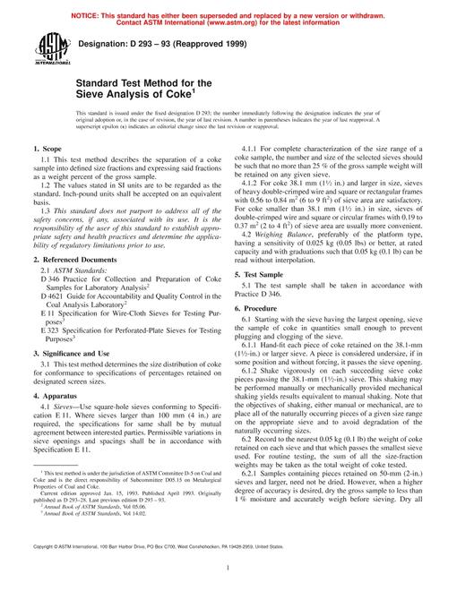 ASTM D293-93(1999)