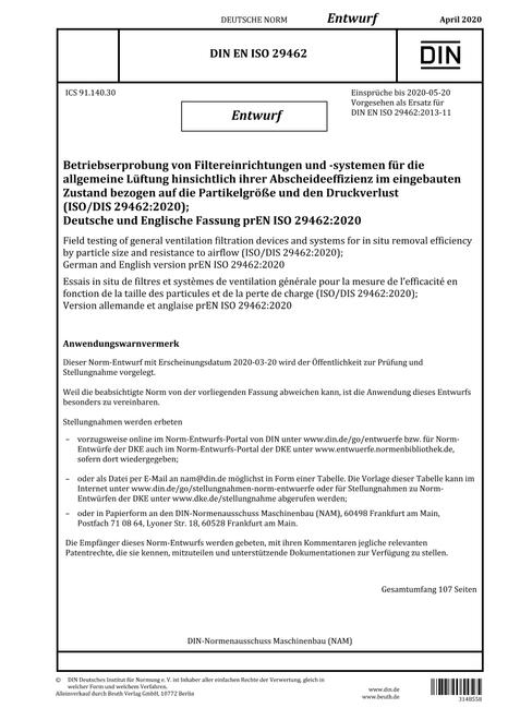 DIN EN ISO 29462 - DRAFT