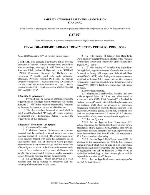 AWPA C27-02