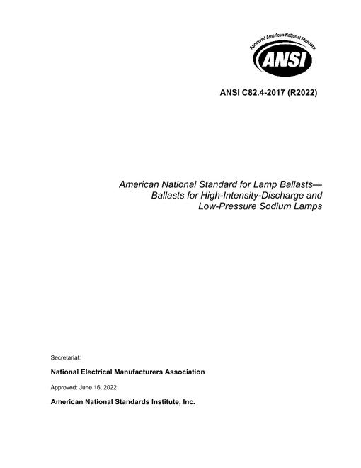 ANSI C82.4-2017 (R2022)
