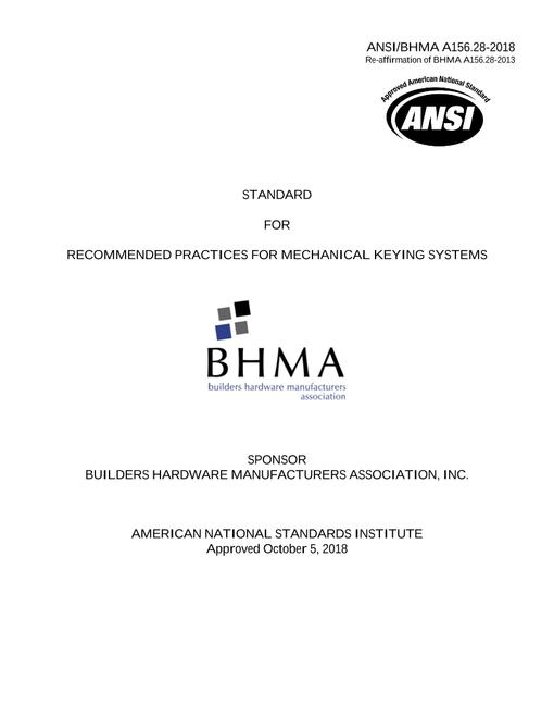 BHMA A156.28-2018