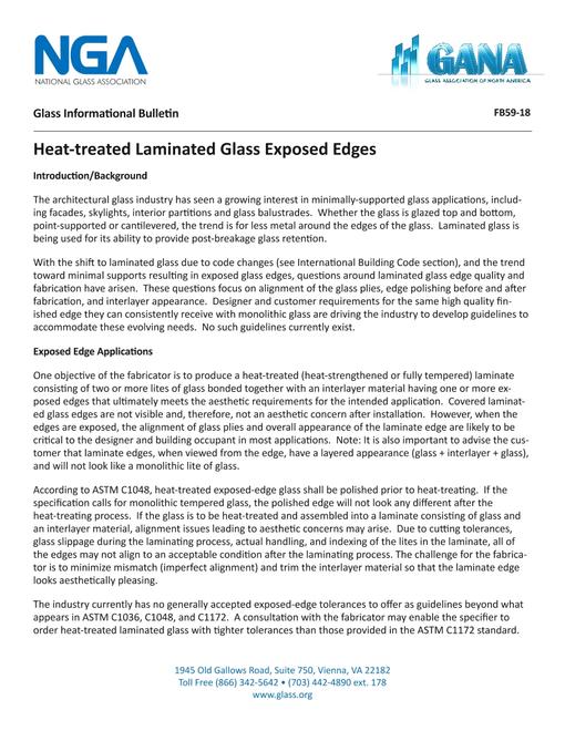 Heat-Treated Laminated Glass with Exposed Edges (Glass Technical Paper FB59-18)