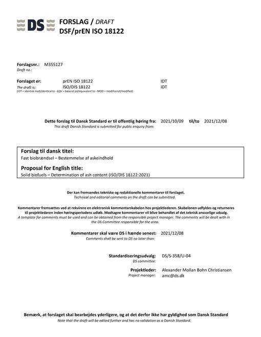 DANSK DSF/PREN ISO 18122