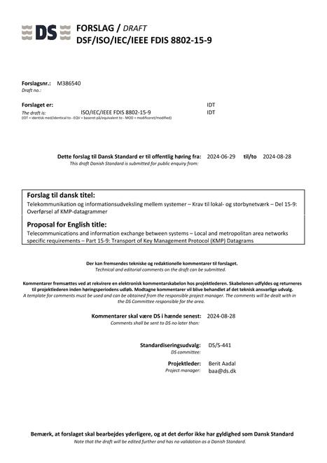 DANSK DSF/ISO/IEC/IEEE FDIS 8802-15-9