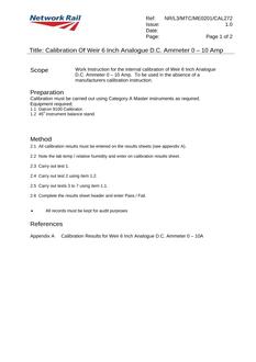 NR NR/L3/MTC/ME0201/CAL272 ISSUE 1