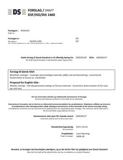 DANSK DSF/ISO/DIS 1460