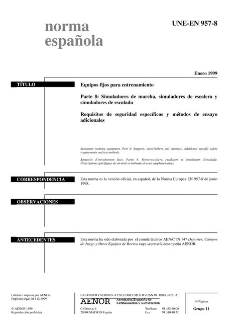 AENOR UNE-EN 957-8