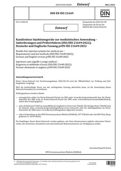 DIN EN ISO 21649 - DRAFT