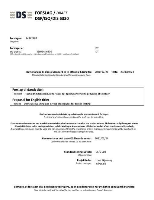 DANSK DSF/ISO/DIS 6330