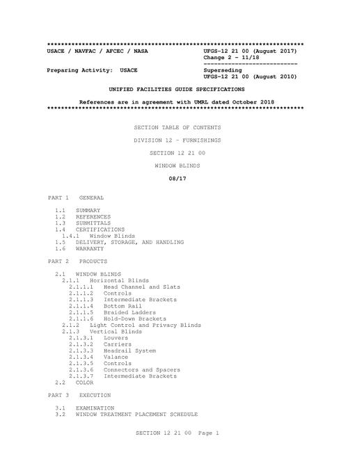 ARMY UFGS-12 21 00