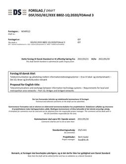 DANSK DSF/ISO/IEC/IEEE 8802-1Q/FDAMD 3