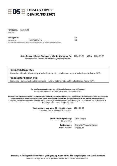 DANSK DSF/ISO/DIS 23675