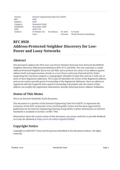 IETF RFC 8928