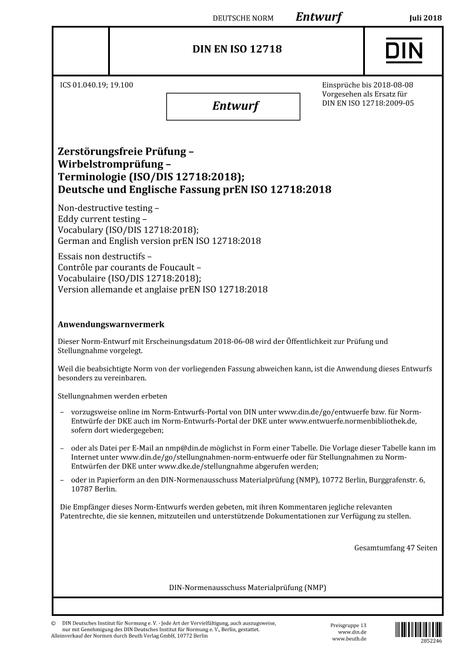 DIN EN ISO 12718 - DRAFT