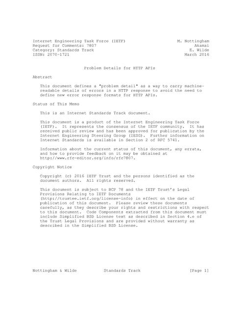 IETF RFC 7807