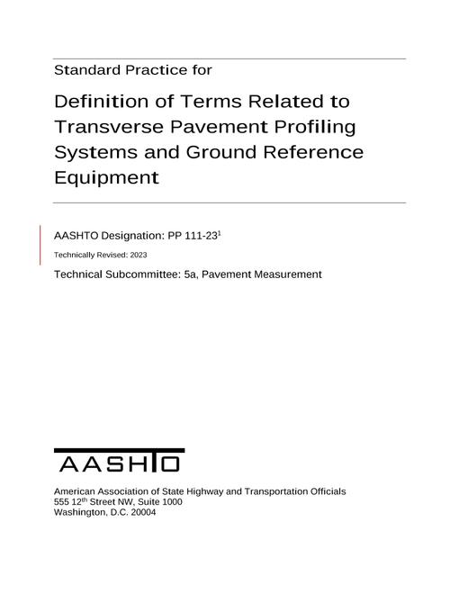 AASHTO PP 111-23