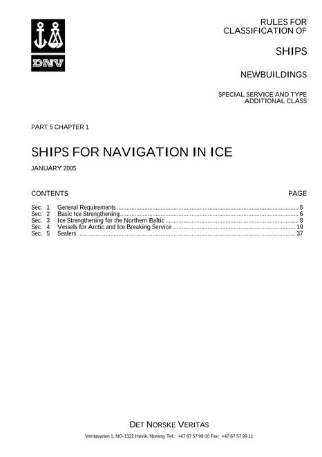 DNV DNV-RU-SHIPS PART 5 CHAPTER 1