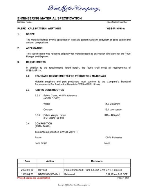 FORD WSB-M1H591-A