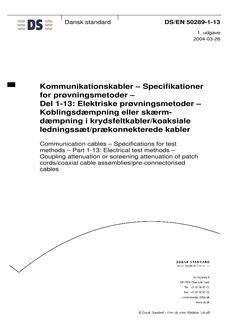 DANSK DS/EN 50289-1-13