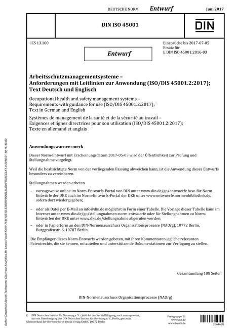 DIN ISO 45001 - DRAFT