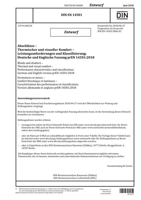 DIN EN 14501 - DRAFT