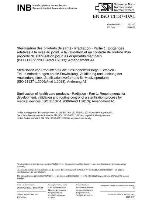 SNV SN EN ISO 11137-1